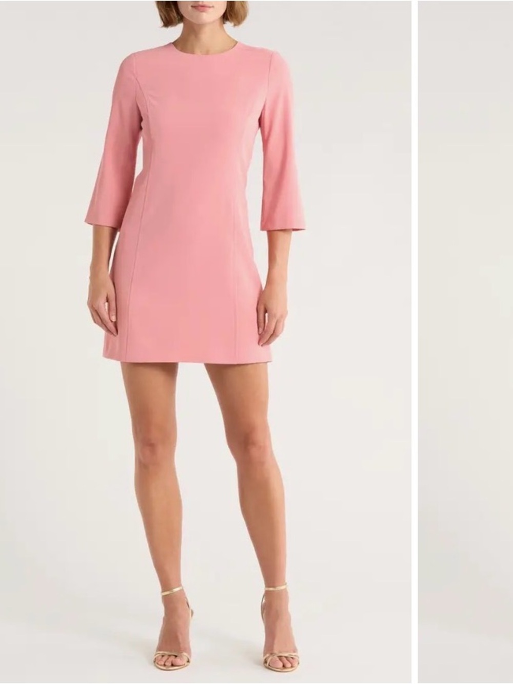 Alice + Olivia Pink Mini Shift Dress with Three-Quarter Sleeves